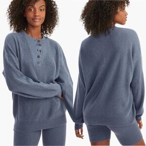 NAADAM Recycled Cashmere Ribbed Henley Sweater Pullover Top